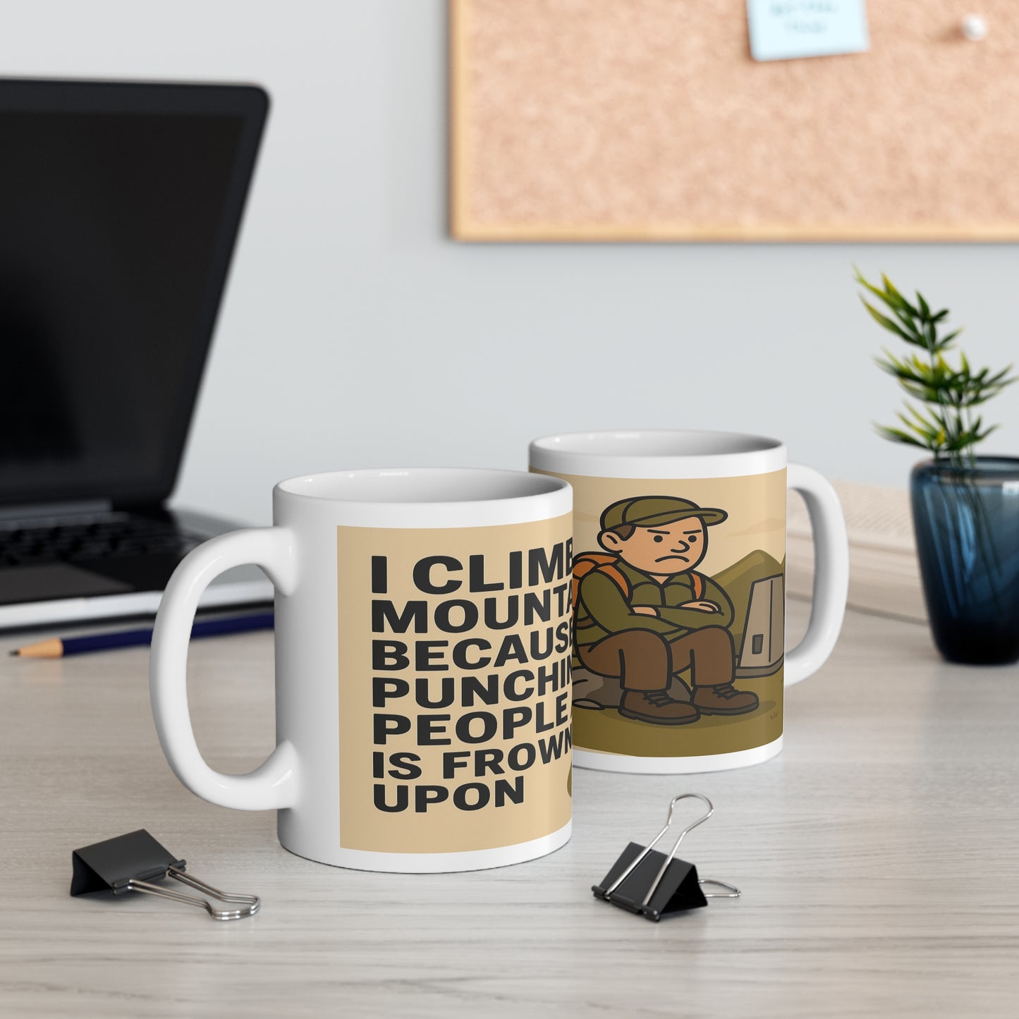 Funny hiking mug for men - I Climb Mountains design