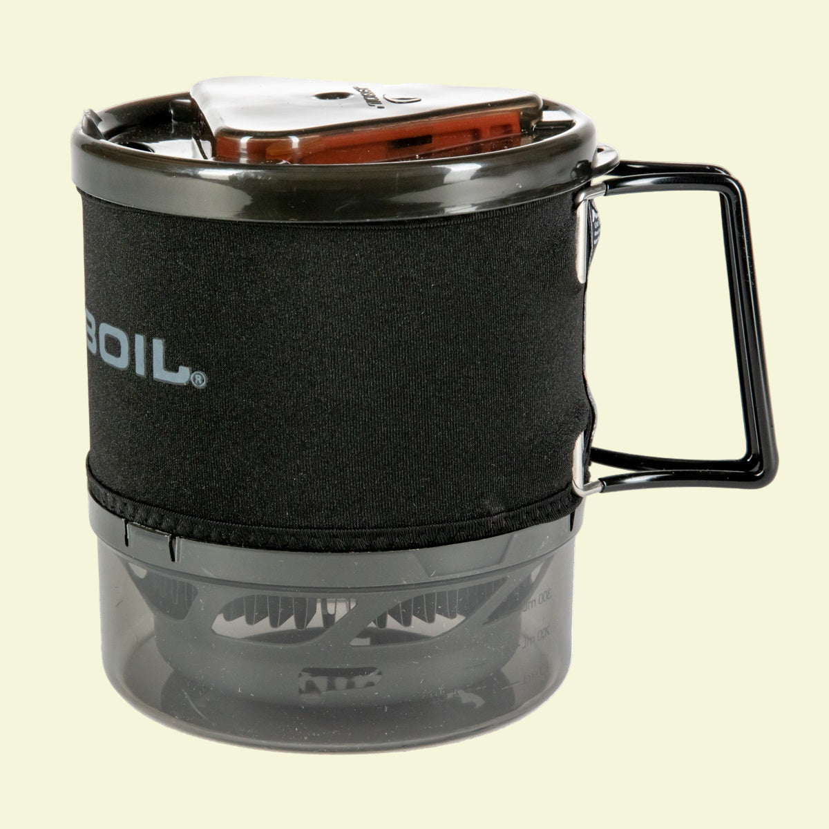 Black insulated mug with handle on a white background
