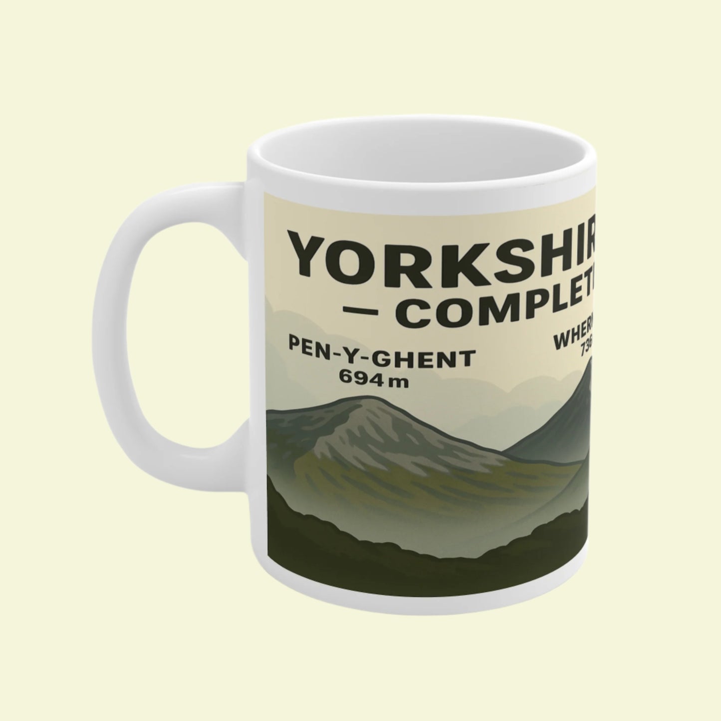 Novelty ceramic mug for Yorkshire 3 Peaks walkers