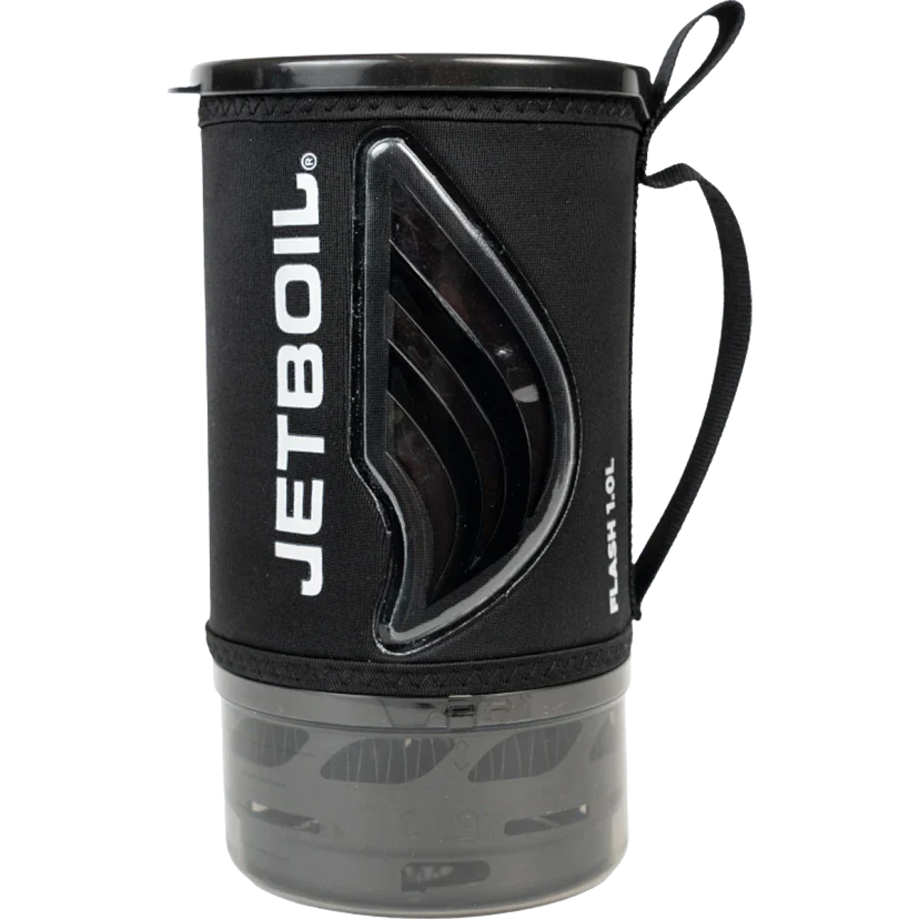Black Jetboil coffee maker on a white background