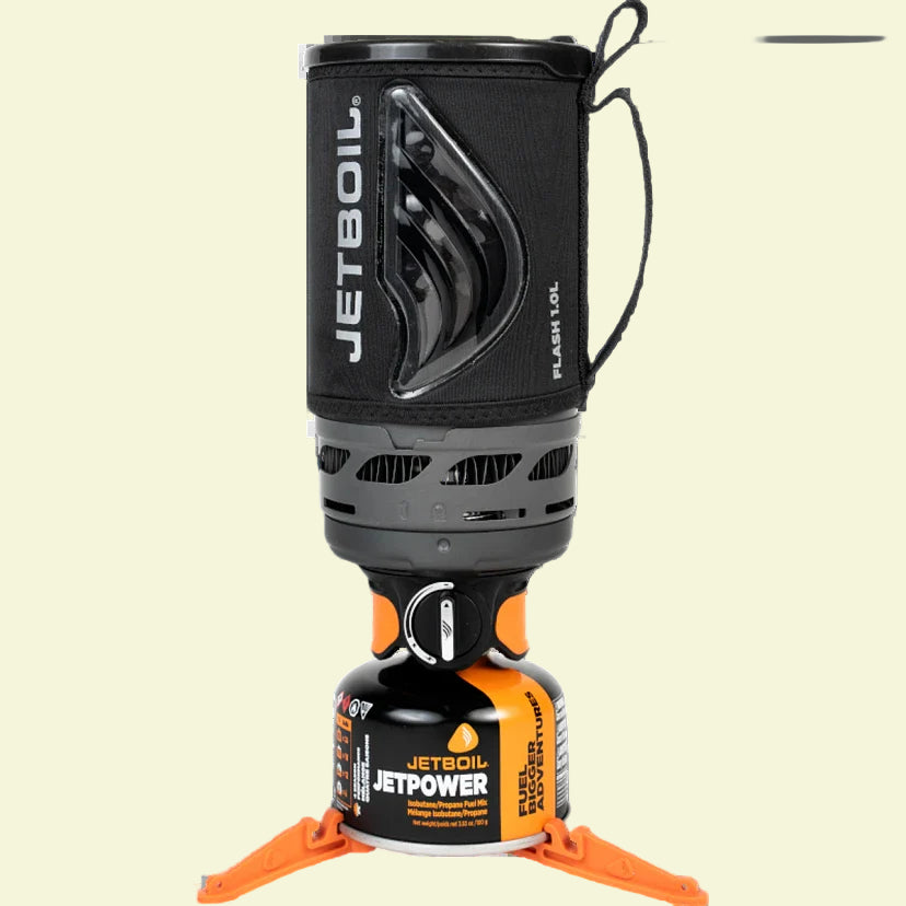 Jetboil stove system with fuel canister on a white background