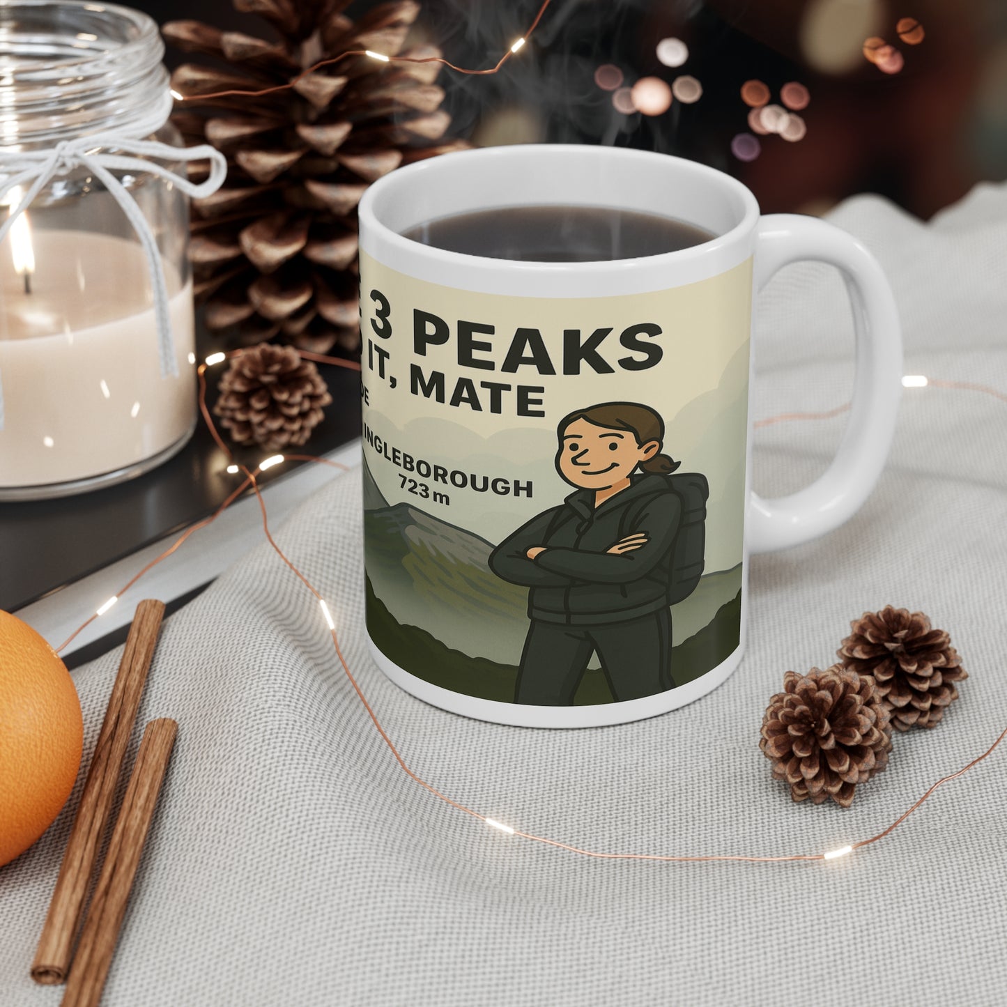 Outdoors ceramic mug - Yorkshire 3 Peaks funny design