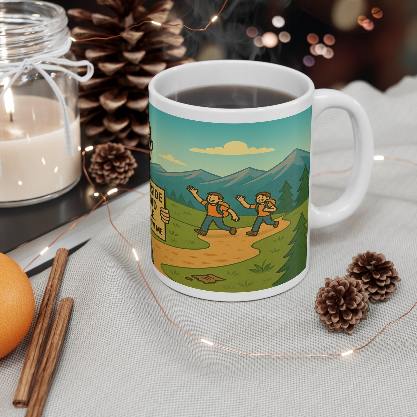 I Go Outside to Avoid People - Perfect Gift for Nature Lovers, Hiking, Camping, Relaxation, Coffee Time - 11oz Mug - For Her