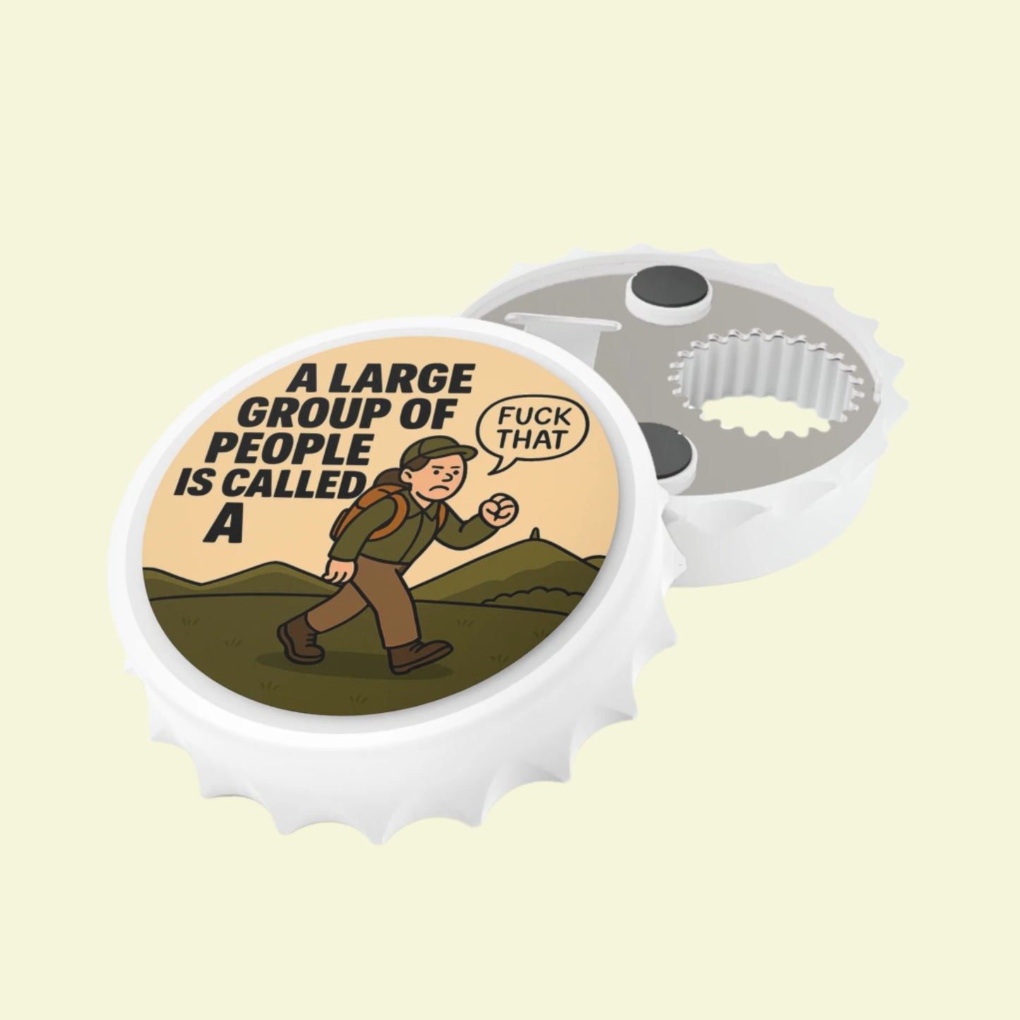 Funny hiking bottle opener for female walkers - A Large Group of People