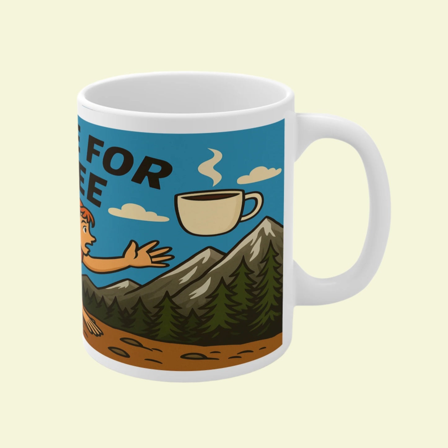 The Obese Hiker mug - Will Hike for Coffee ceramic for her
