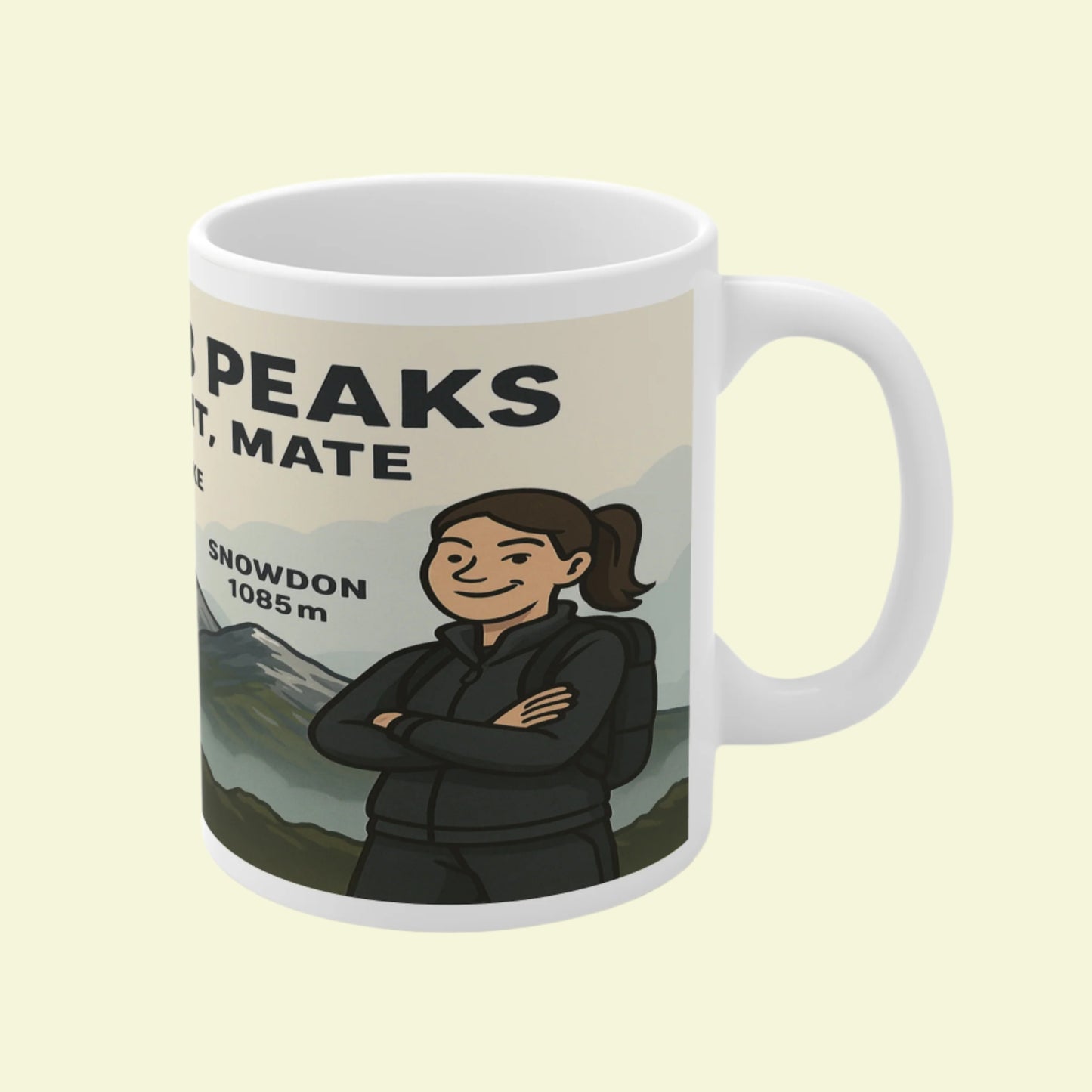 Ceramic mug for women who love mountain challenges - National 3 Peaks Completed It Mate