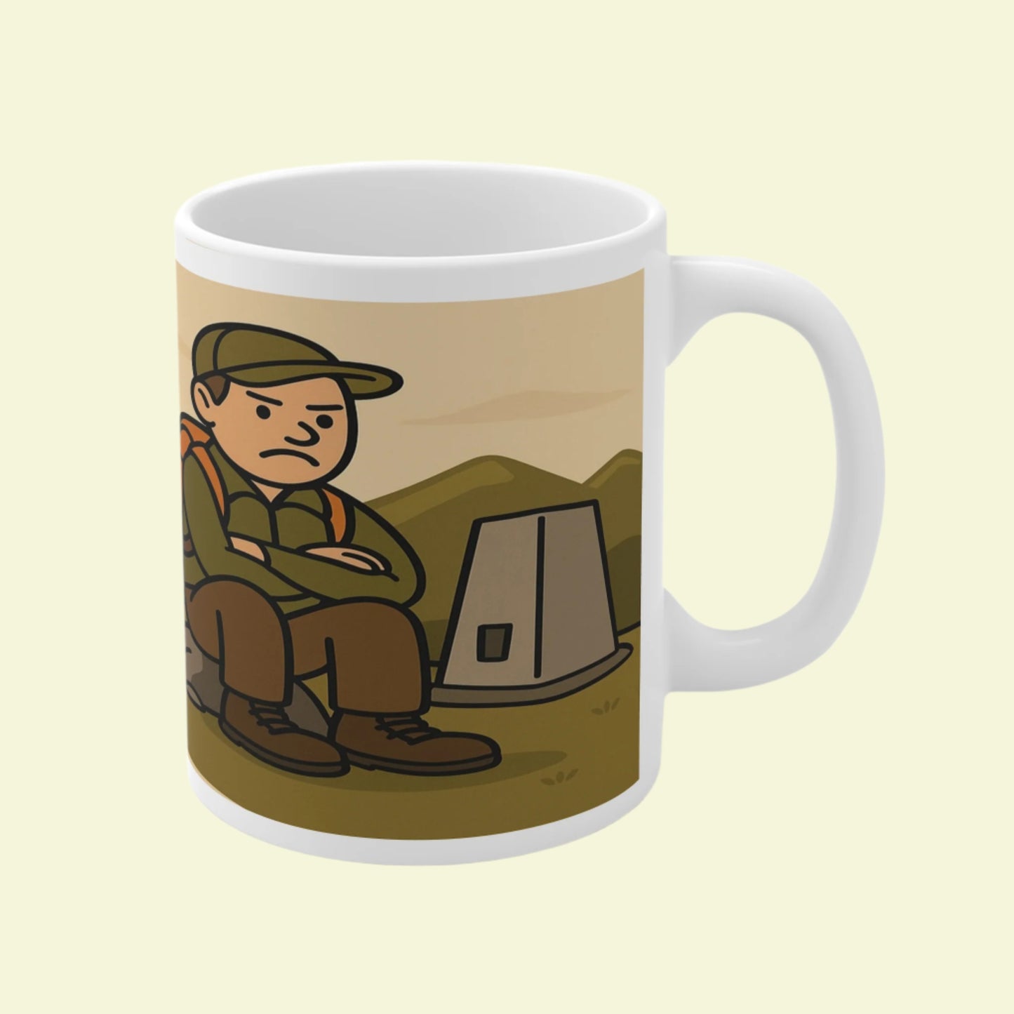 Humorous ceramic mug for men who love hills - The Obese Hiker