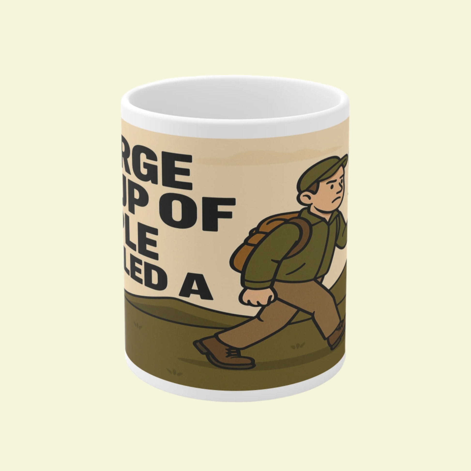 Walking and hiking ceramic mug for him - A Large Group of People theme