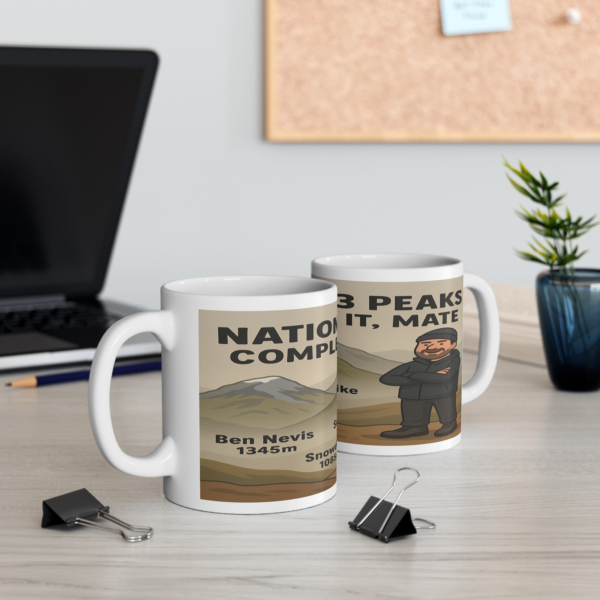 Ceramic mug for adventurous men - National 3 Peaks Completed It Mate theme