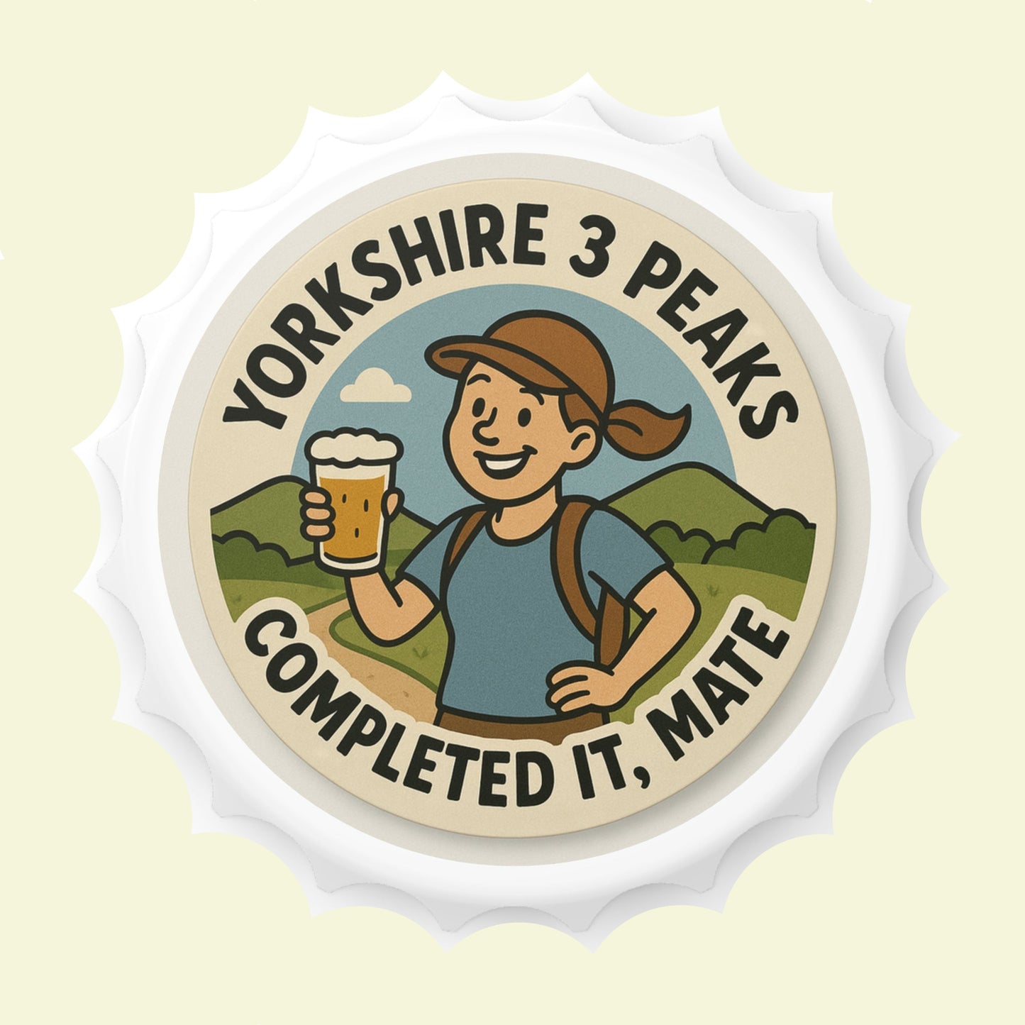 Novelty bottle opener for ladies who did the Yorkshire 3 Peaks - Completed It Mate