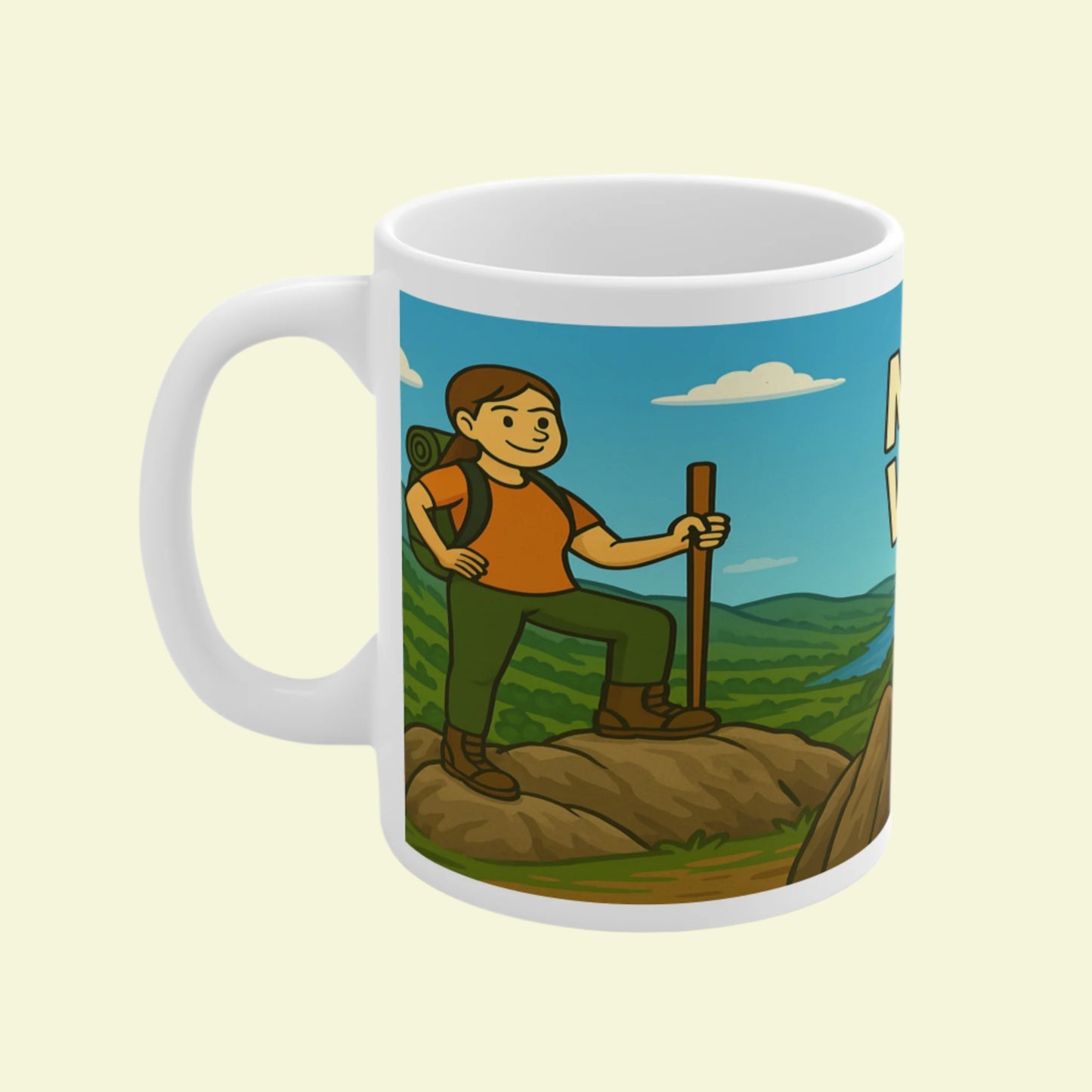 Funny outdoors ceramic mug for female walkers - Munro Wanker