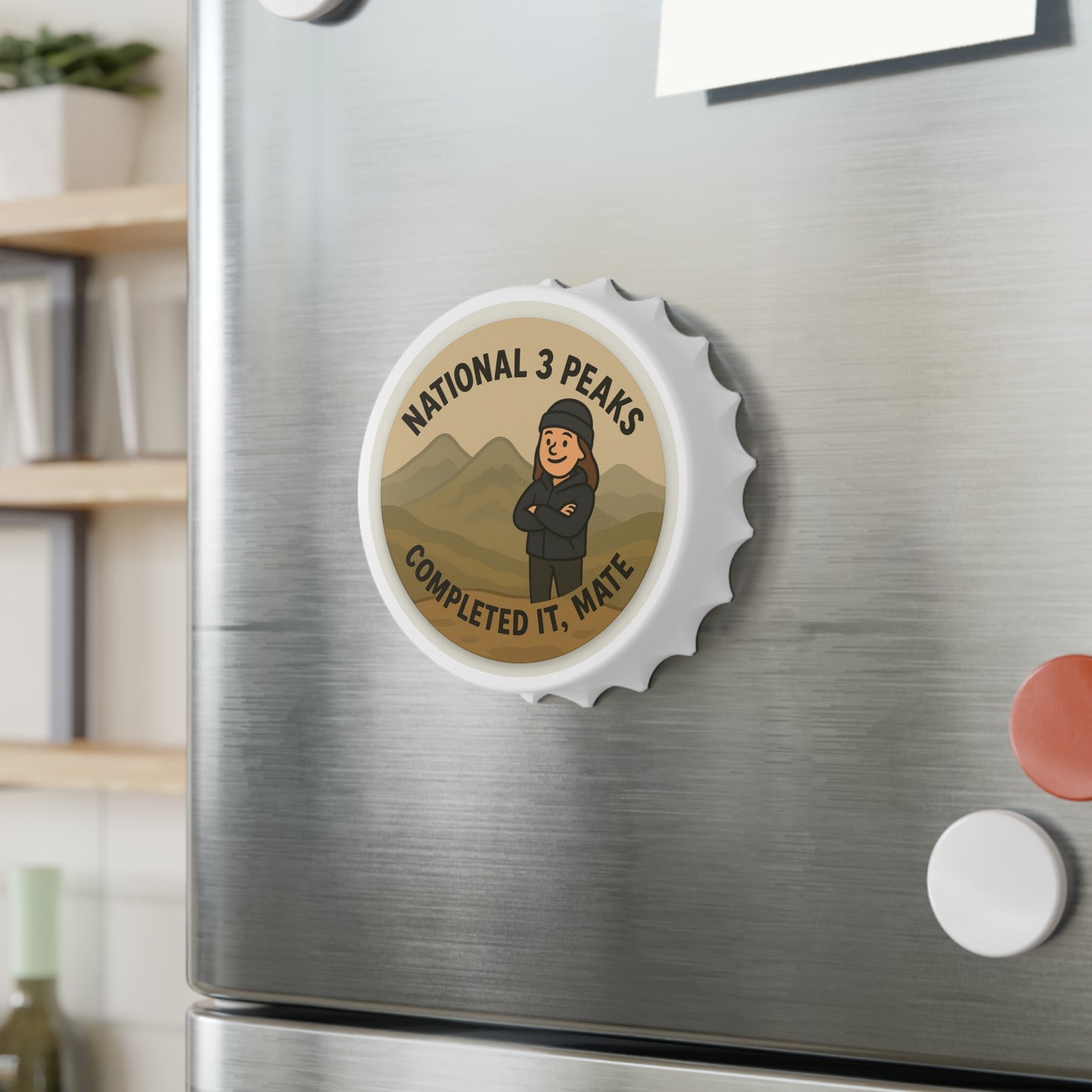 The Obese Hiker magnetic bottle opener - National 3 Peaks Completed It Mate for her