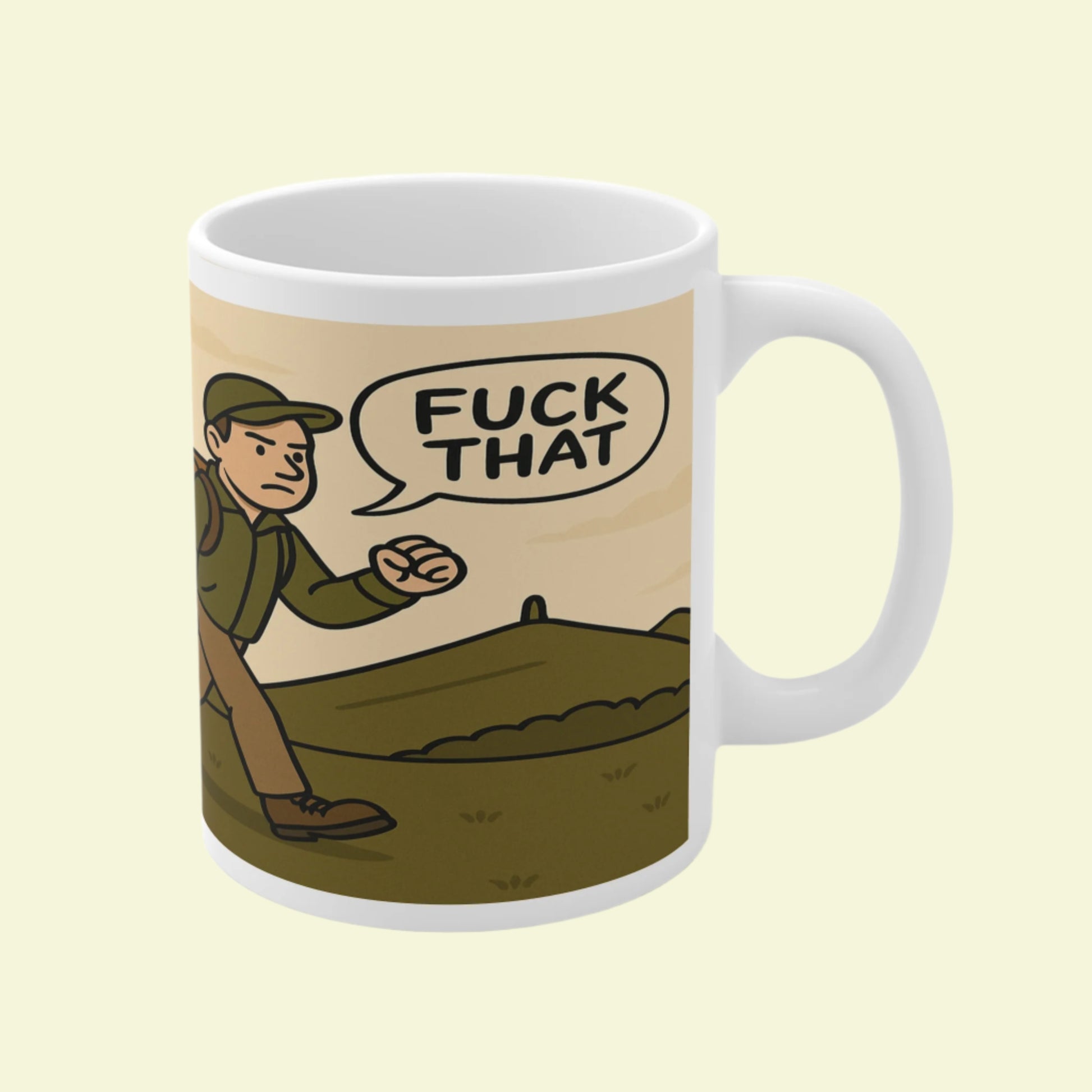 Humorous ceramic mug for men who hike alone - A Large Group of People
