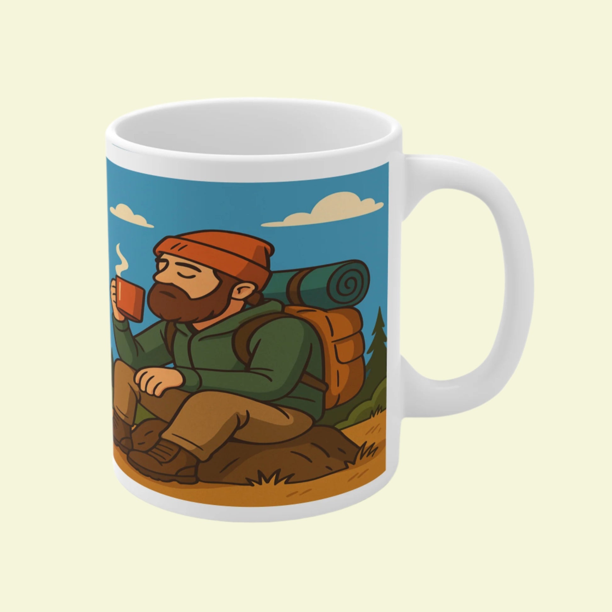 Ceramic mug for men who love hiking - funny Brewed for the Wild design