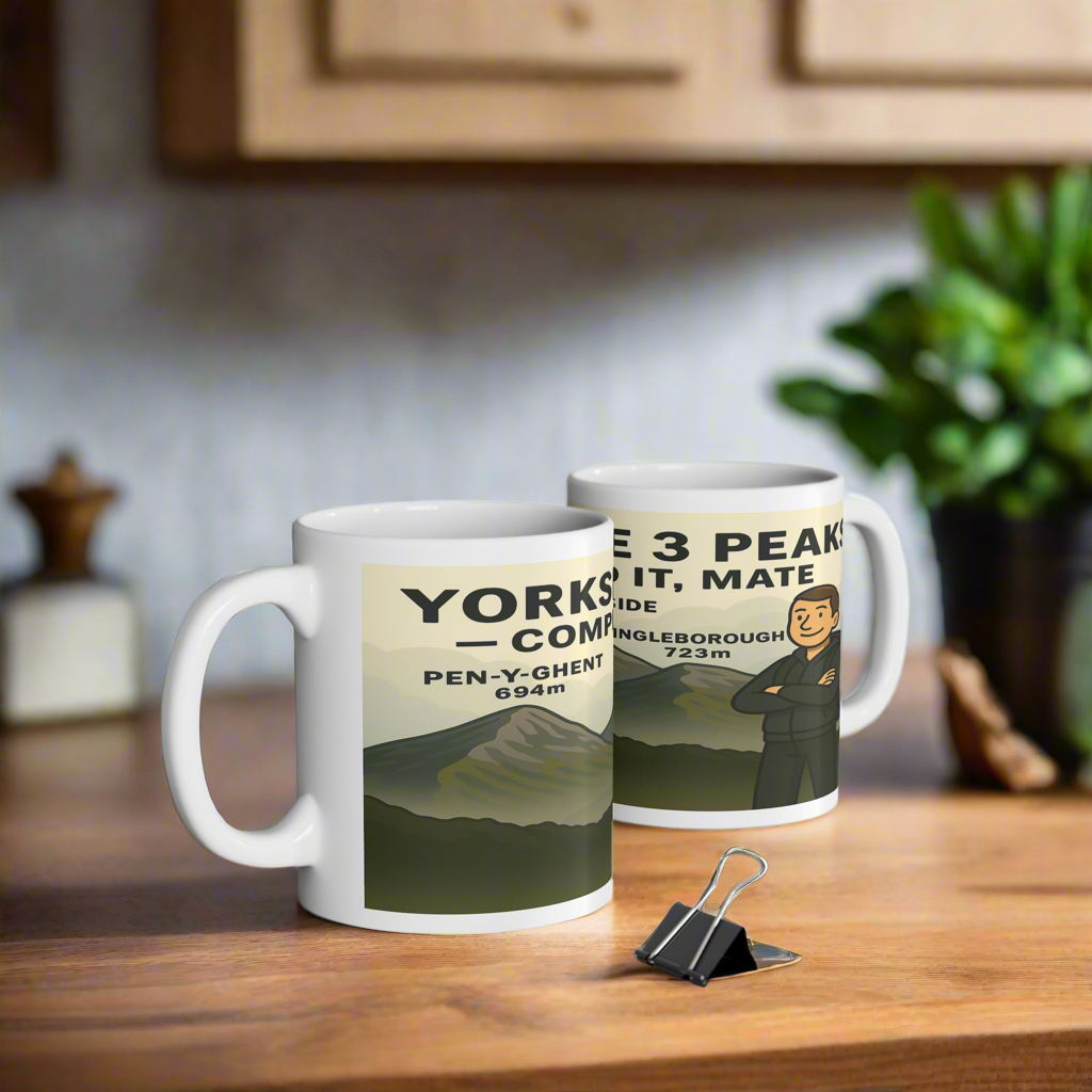 Yorkshire 3 Peaks ceramic mug for him - The Obese Hiker