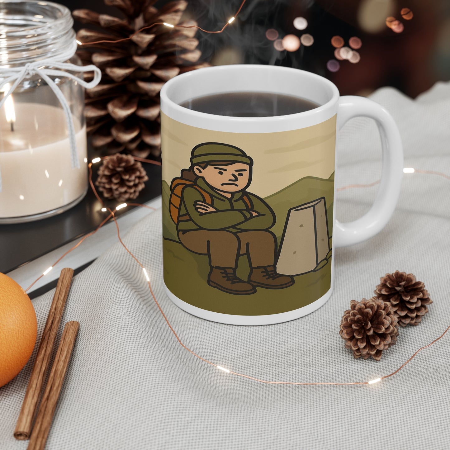 Sarcastic ceramic mug for female hikers - I Climb Mountains