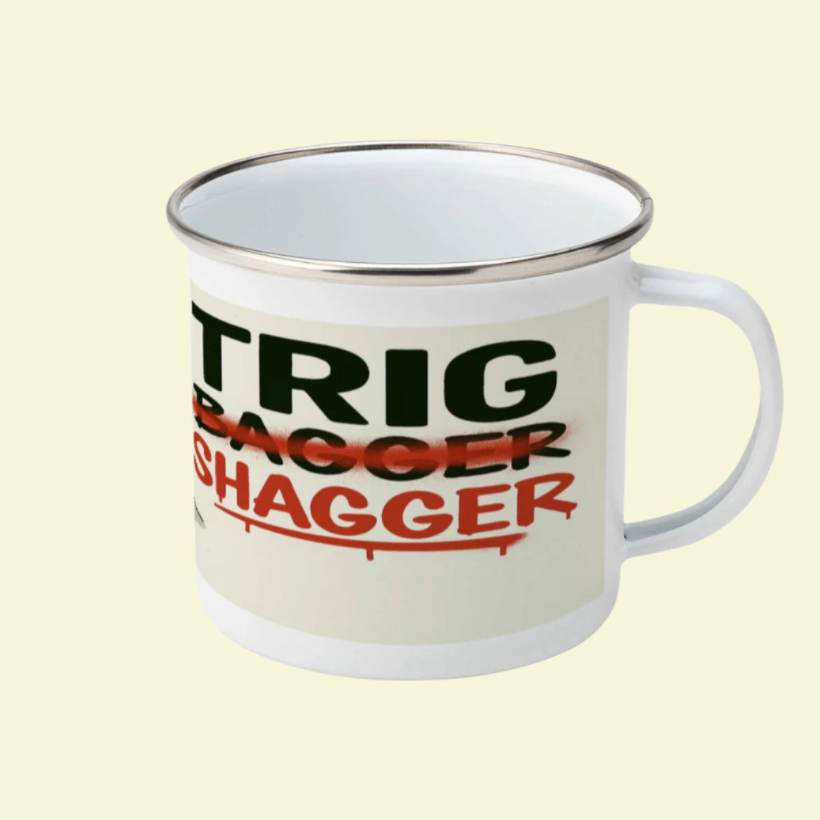 Funny hiking enamel mug for male walkers - Trig Bagger