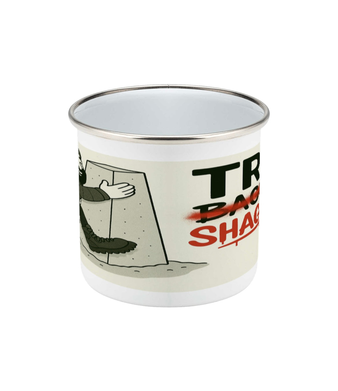 Trig Bagger Mug - Funny Hiking Gift for Him | Enamel Coffee Cup for Outdoor Lovers
