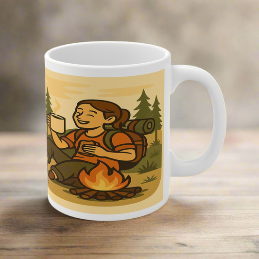 Powered by Brews and Bad Decisions ceramic mug for her - The Obese Hiker