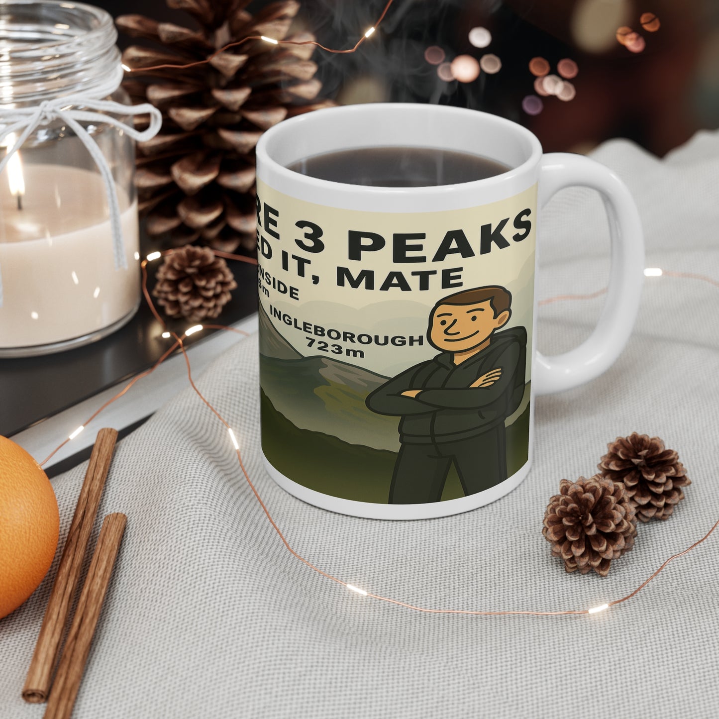 The Obese Hiker mug - Yorkshire 3 Peaks ceramic for him