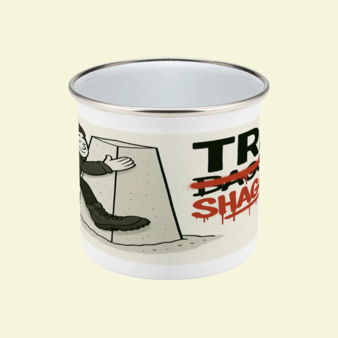 Humorous enamel mug for women who love trig points - The Obese Hiker