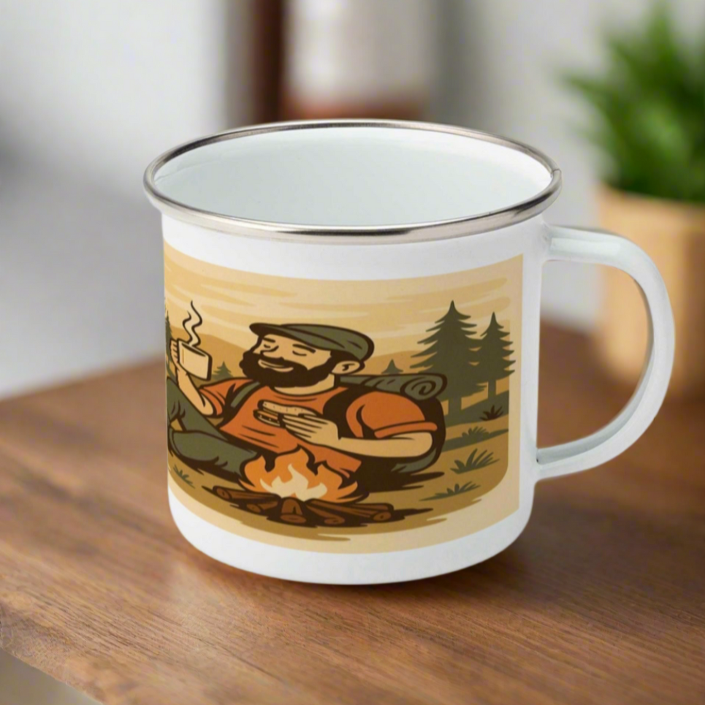 Powered by Brews and Bad Decisions enamel mug for him - The Obese Hiker