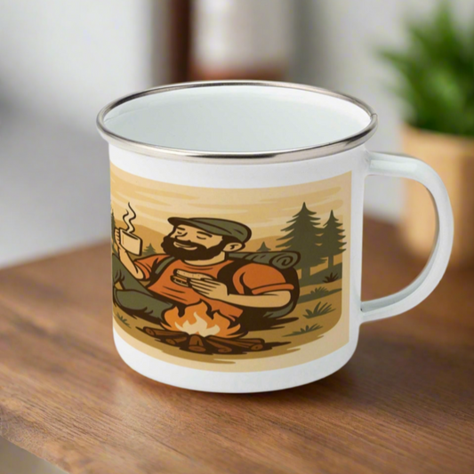 Powered by Brews and Bad Decisions enamel mug for him - The Obese Hiker