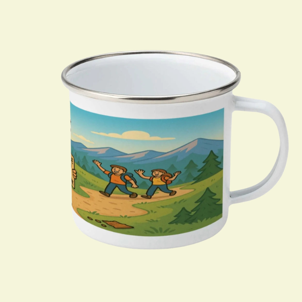 Enamel mug for men escaping people by hiking - I Go Outside to Avoid People