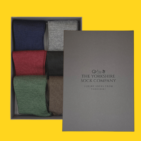 Yorkshire Socks Luxury Gift Box for 6 pairs with rigid, durable presentation packaging