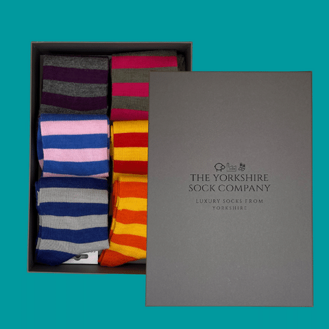 Yorkshire Socks Luxury Gift Box rigid presentation box for 6 pair sock bundle gift