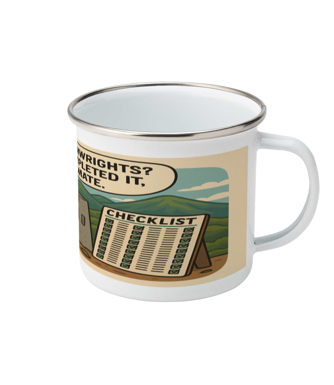Wainwrights? Completed it,mate - Funny Hiking Gift for Him | Enamel Coffee Cup for Outdoor Lovers
