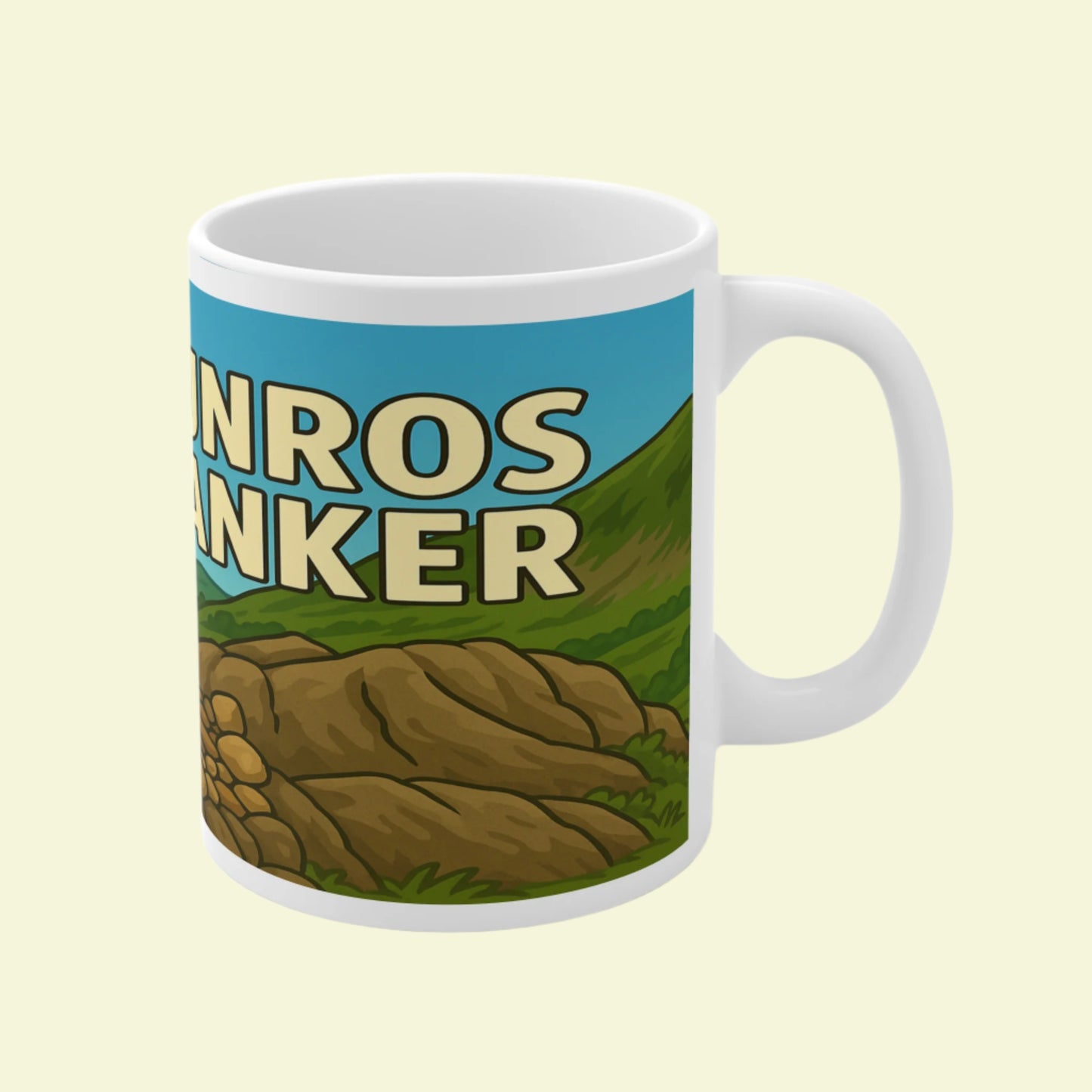 Humorous ceramic mug for women who climb Munros - The Obese Hiker