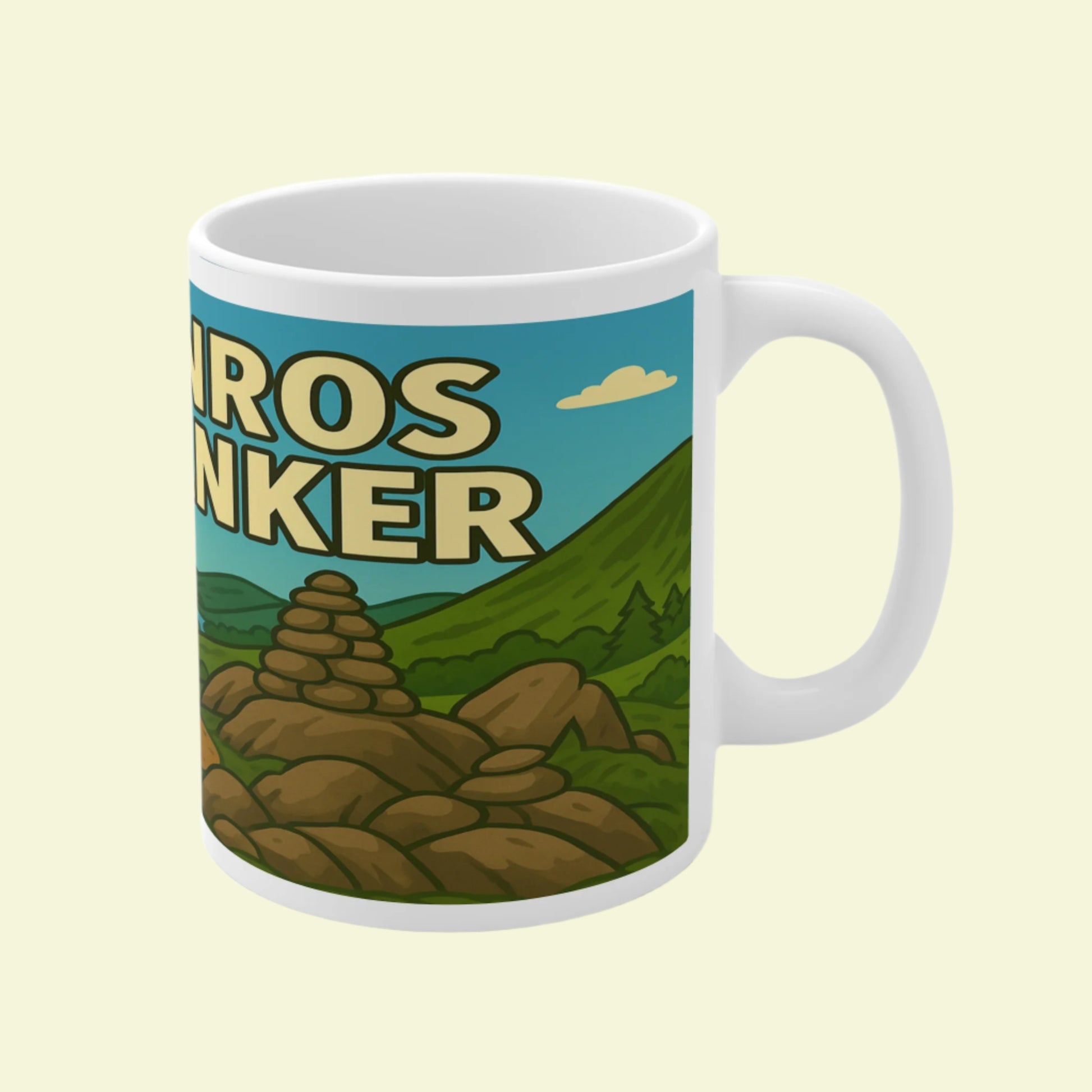 Funny outdoors ceramic mug for male walkers - Munro Wanker