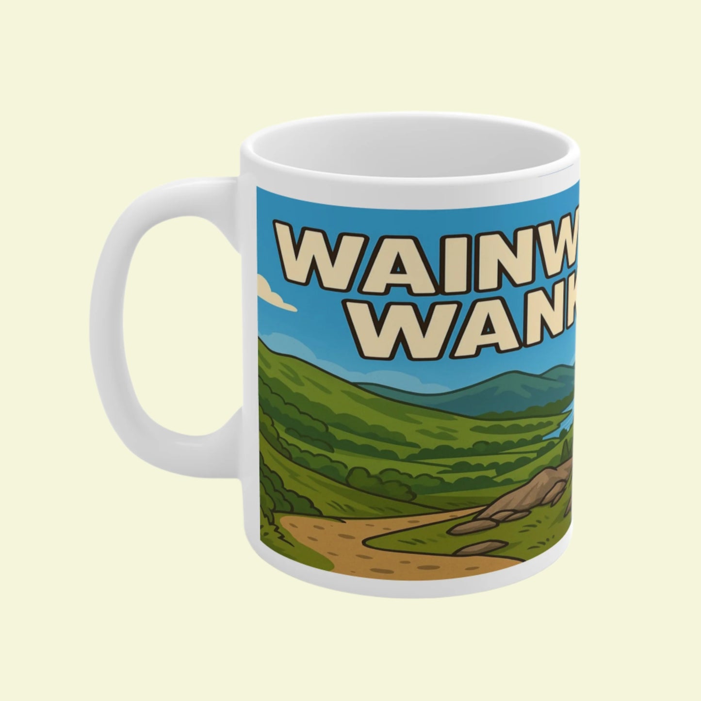 Sarcastic Lake District ceramic mug for female walkers - Wainwright Wanker