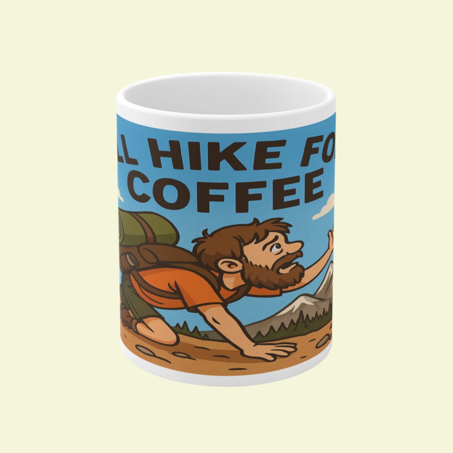 Ceramic mug for men who love hiking and coffee - funny design
