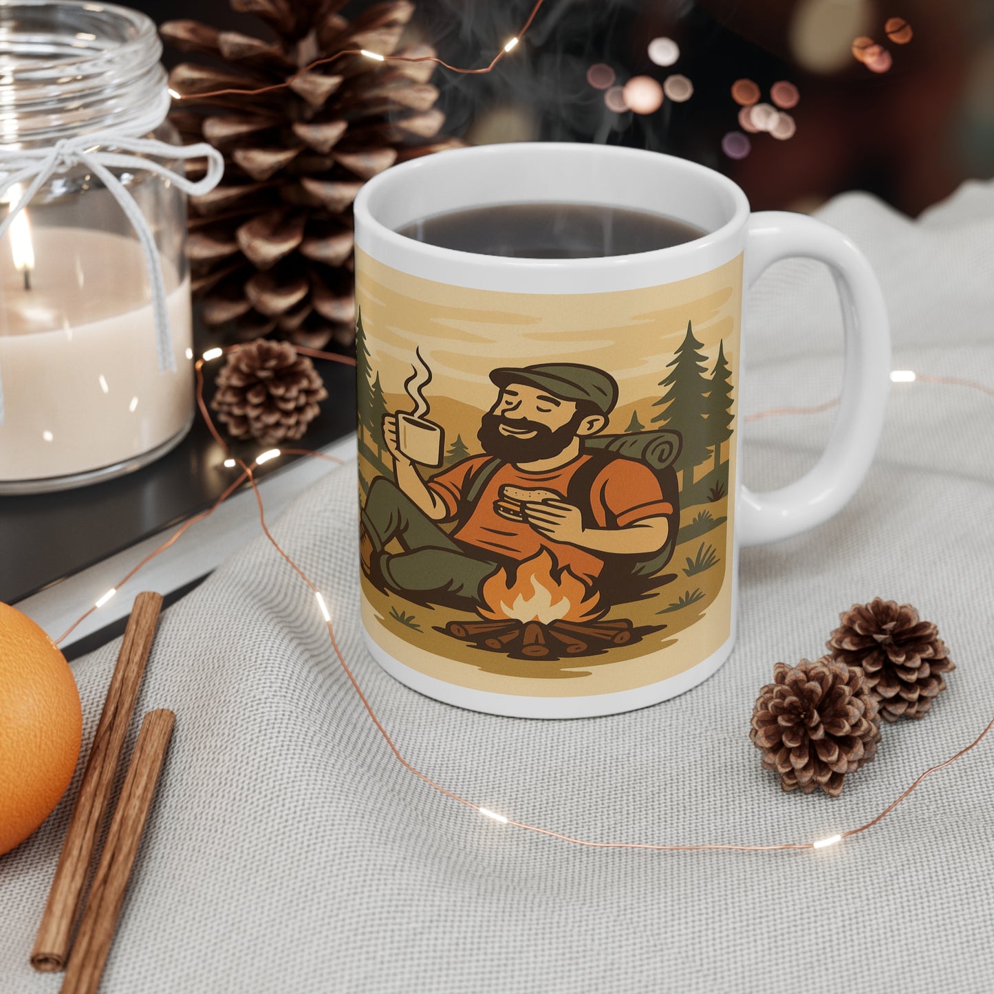 Powered by Brews and Bad Decisions - Perfect Gift for Nature Lovers, Hiking, Camping, Relaxation, Coffee Time - 11oz Mug - For Him