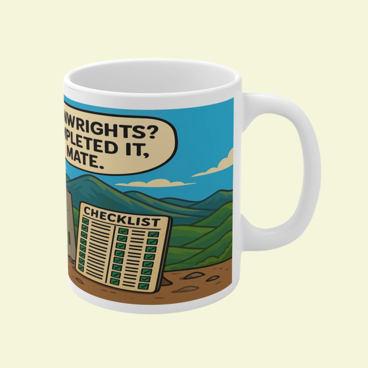 Walking and hiking Lake District ceramic mug for her - Wainwrights Completed It Mate theme