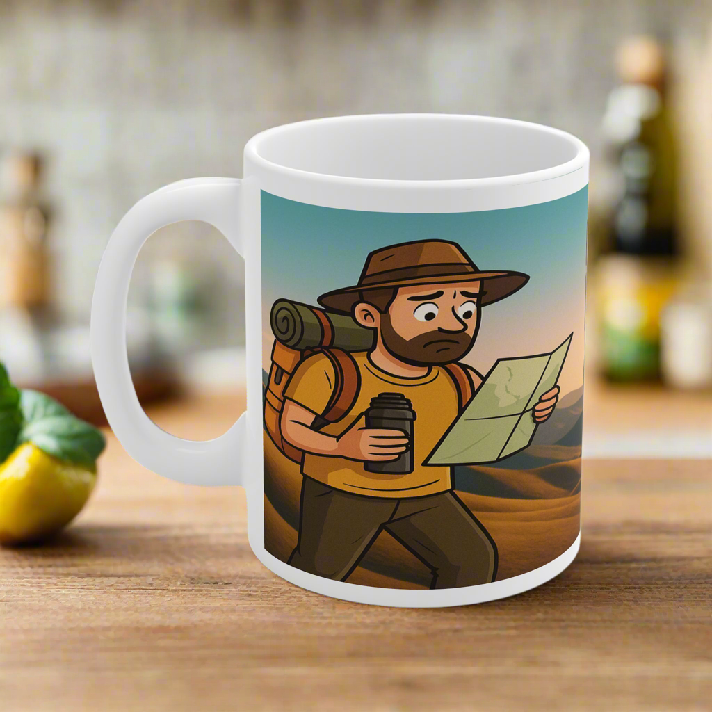 I'd Rather Be Lost With Coffee ceramic mug for him - The Obese Hiker