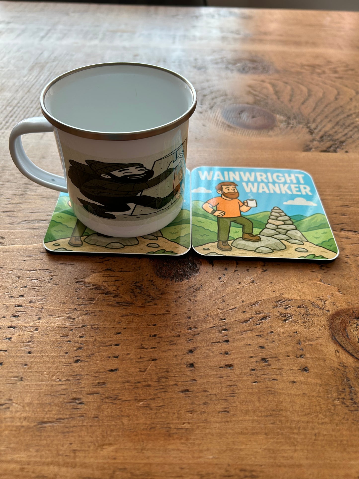 Trig Bagger Mug - Funny Hiking Gift for Him | Enamel Coffee Cup for Outdoor Lovers