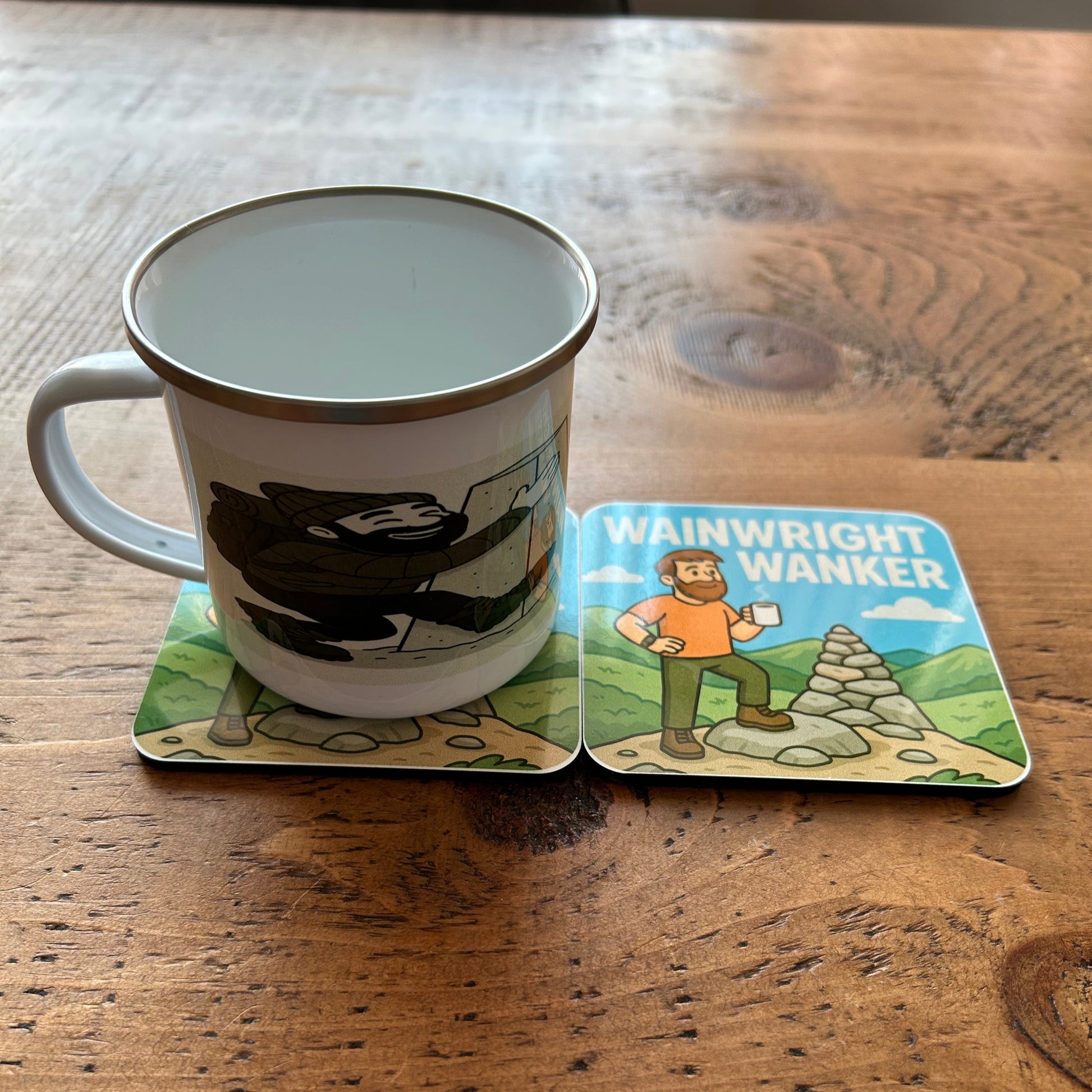 Humorous enamel mug for men who love trig points - The Obese Hiker