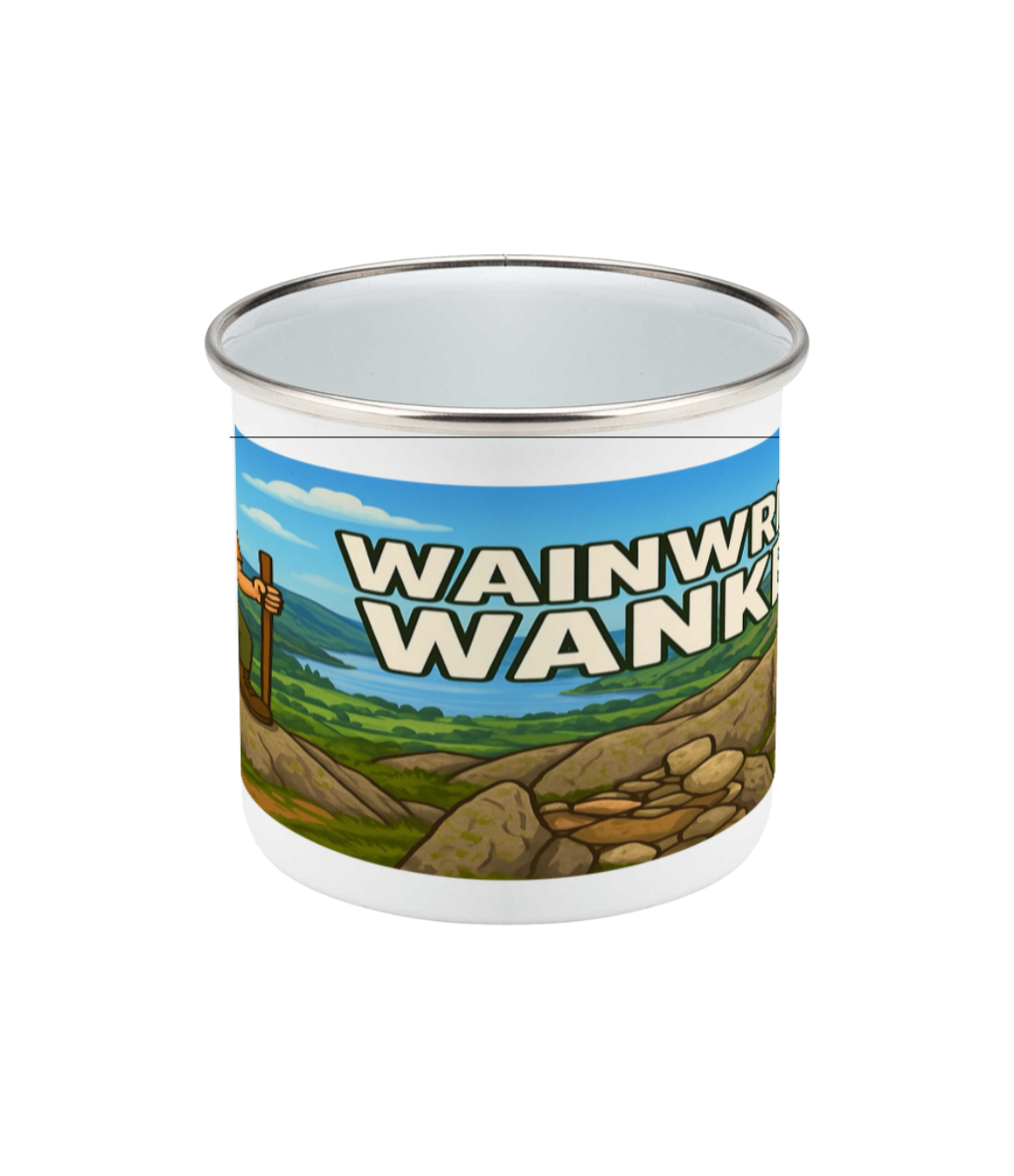 Wainwright Wanker Mug - Funny Hiking Gift for Him | Enamel Coffee Cup for Outdoor Lovers