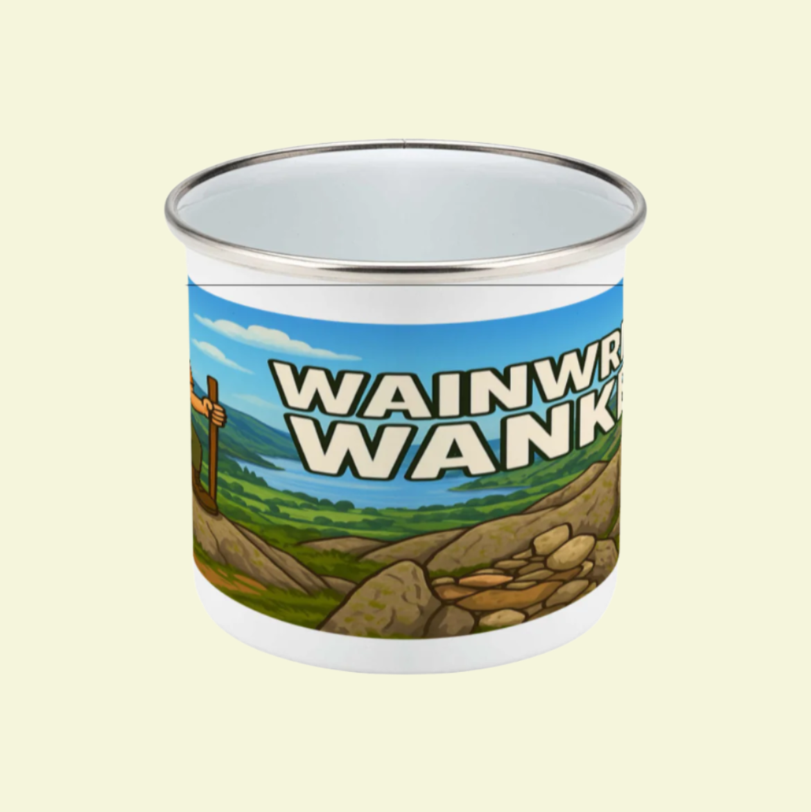 Sarcastic Lake District enamel mug for male Wainwright baggers - The Obese Hiker