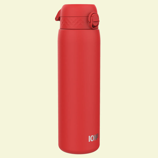 Red insulated bottle with a white background