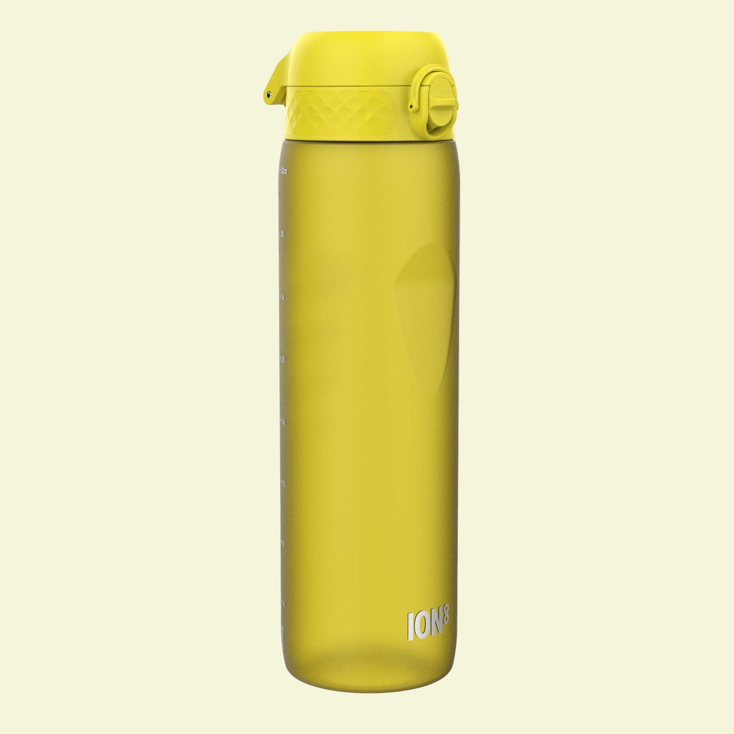 Yellow insulated bottle with a lid on a white background