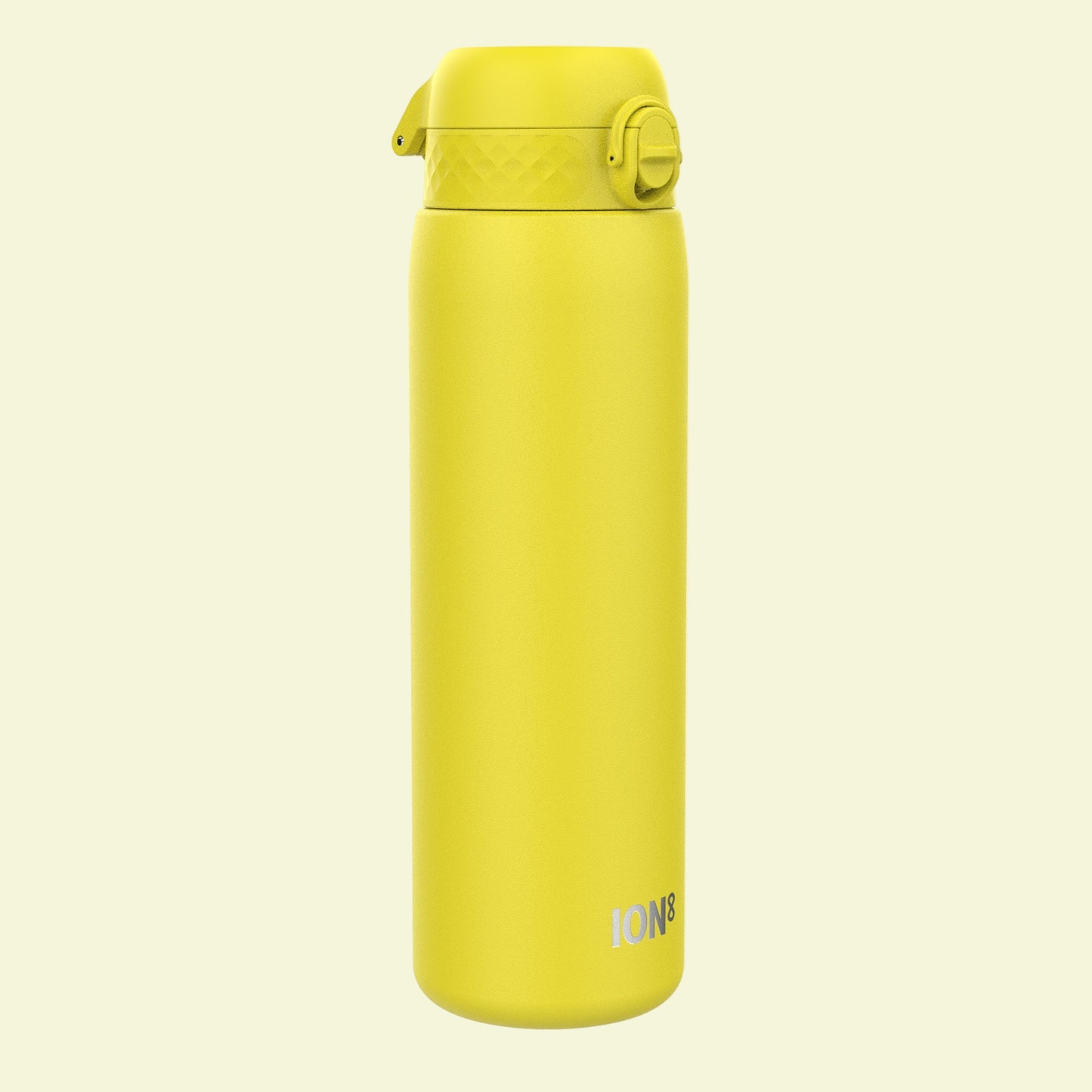 Yellow thermos bottle with 'ION' branding on a white background