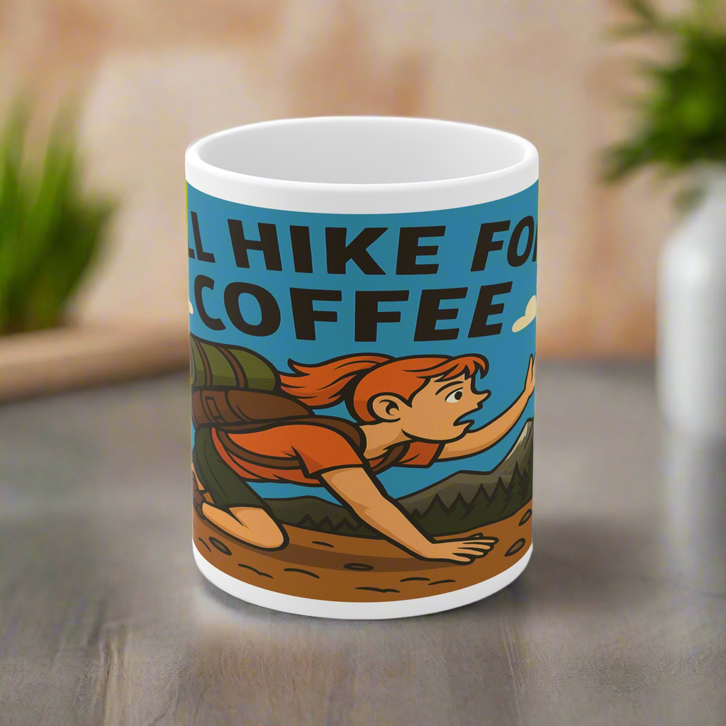 Funny Will Hike for Coffee mug for women - ceramic design