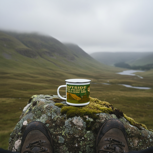 Enamel Mug 12oz – I Go Outside to Avoid People for Her | Hiking Gift