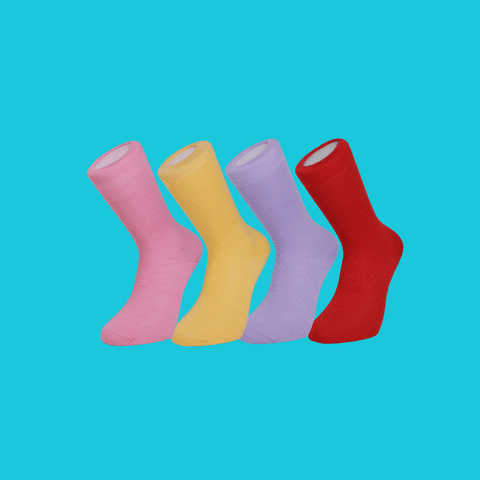 British-Made Duchy Everyday Merino Socks 4 pair light gift bundle in yellow, lilac, pink, and red