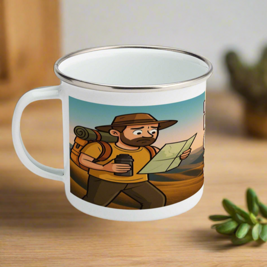 Funny I'd Rather Be Lost With Coffee enamel mug for men - hiking gift