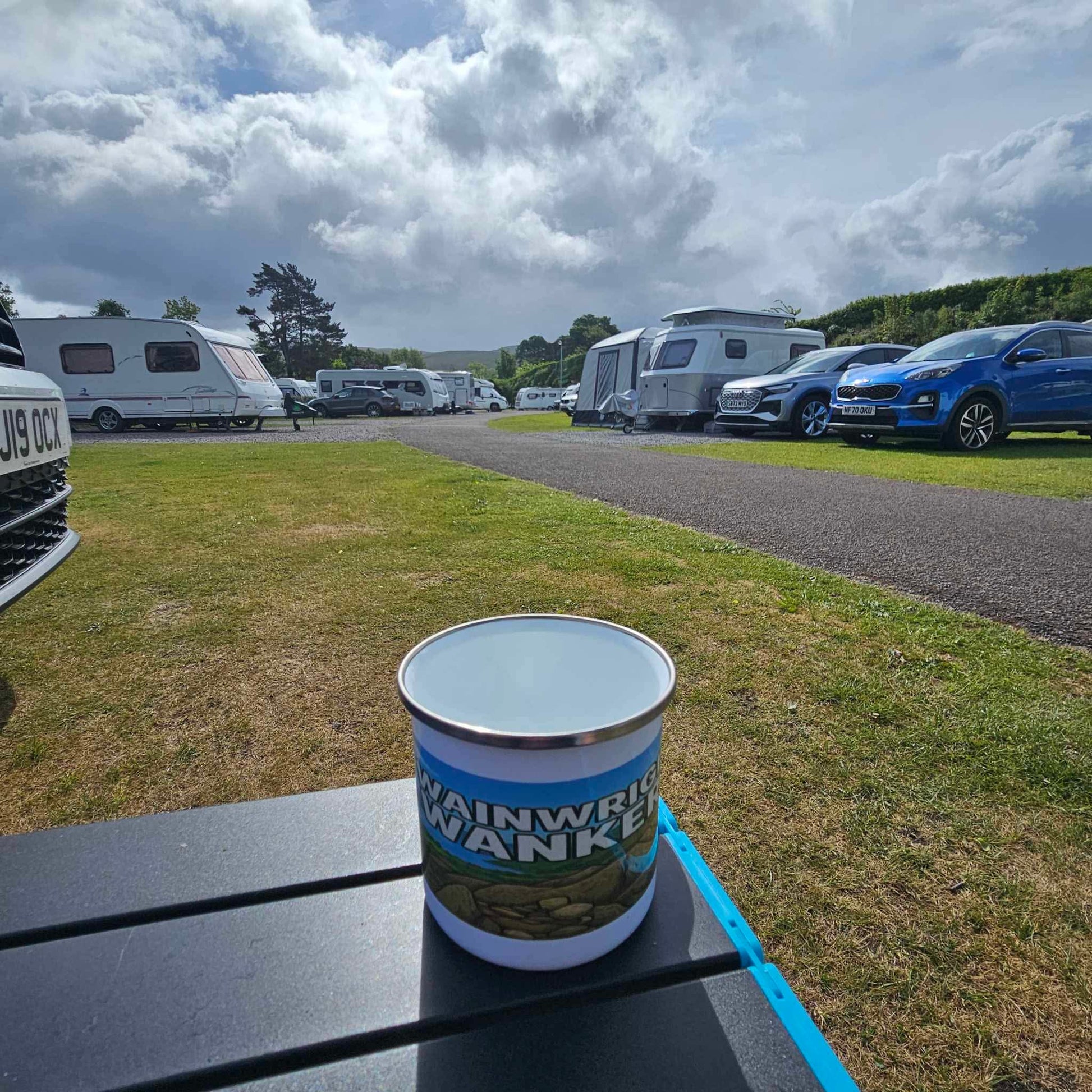 Humorous Lake District enamel mug for men who love Wainwrights - The Obese Hiker